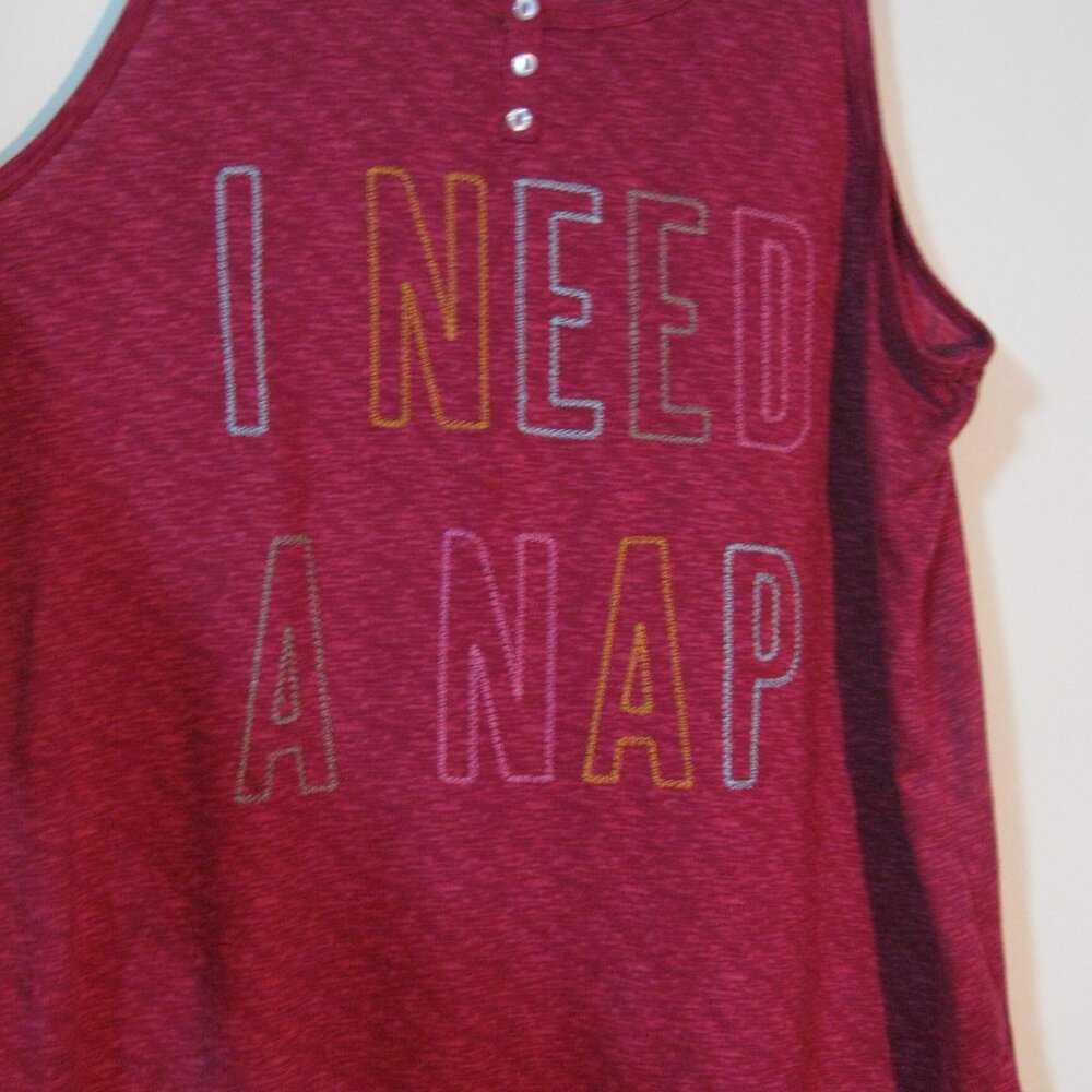 * 2/$15 Secret Treasures Sleep Top Large 12 14 Pink I Need A Nap Sleeveless Tank - Picture 2 of 4